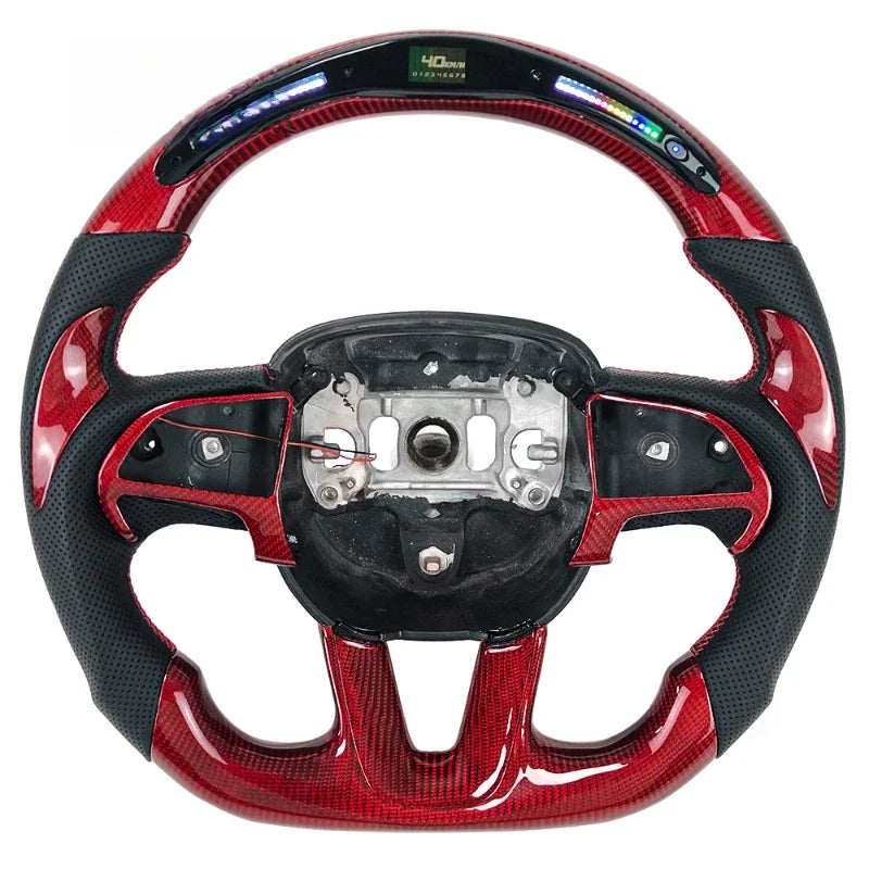 Volant de direction sport en fibre de carbone violette avec affichage LED pour Dodge Challenger et Charger