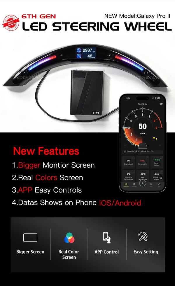 Volant LED TDD Galaxy Pro II pour BMW CS M3 G20 G21 G80 M4 G22 G23 G82 G83 M5 G30 F90 X3 / X4 G01 G02 avec icônes dynami