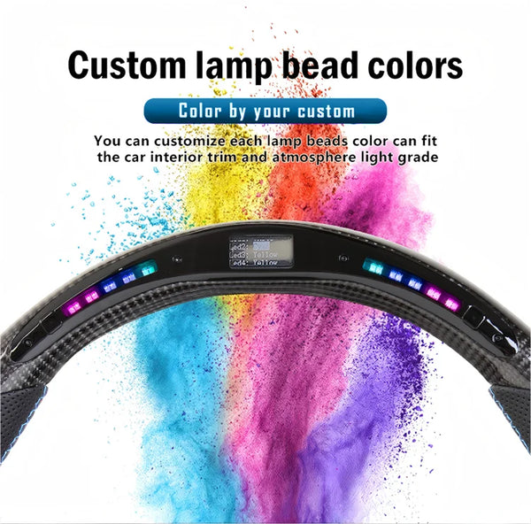 Volant en cuir personnalisé pour M4 M3 G20 G28 G30 G38 G80 G82 320i 330i 330e 340i 540i, LED de sport en carbone forgé