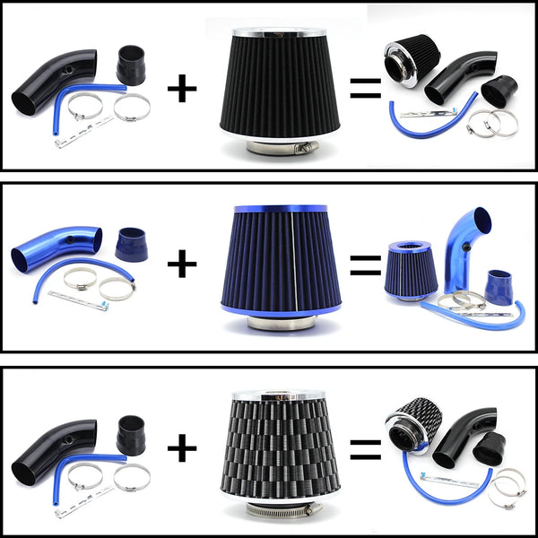 Kit de filtre à air froid à haut débit universel 76 mm (3 pouces) pour voiture modifiée, avec tuyau d'admission en aluminium,
