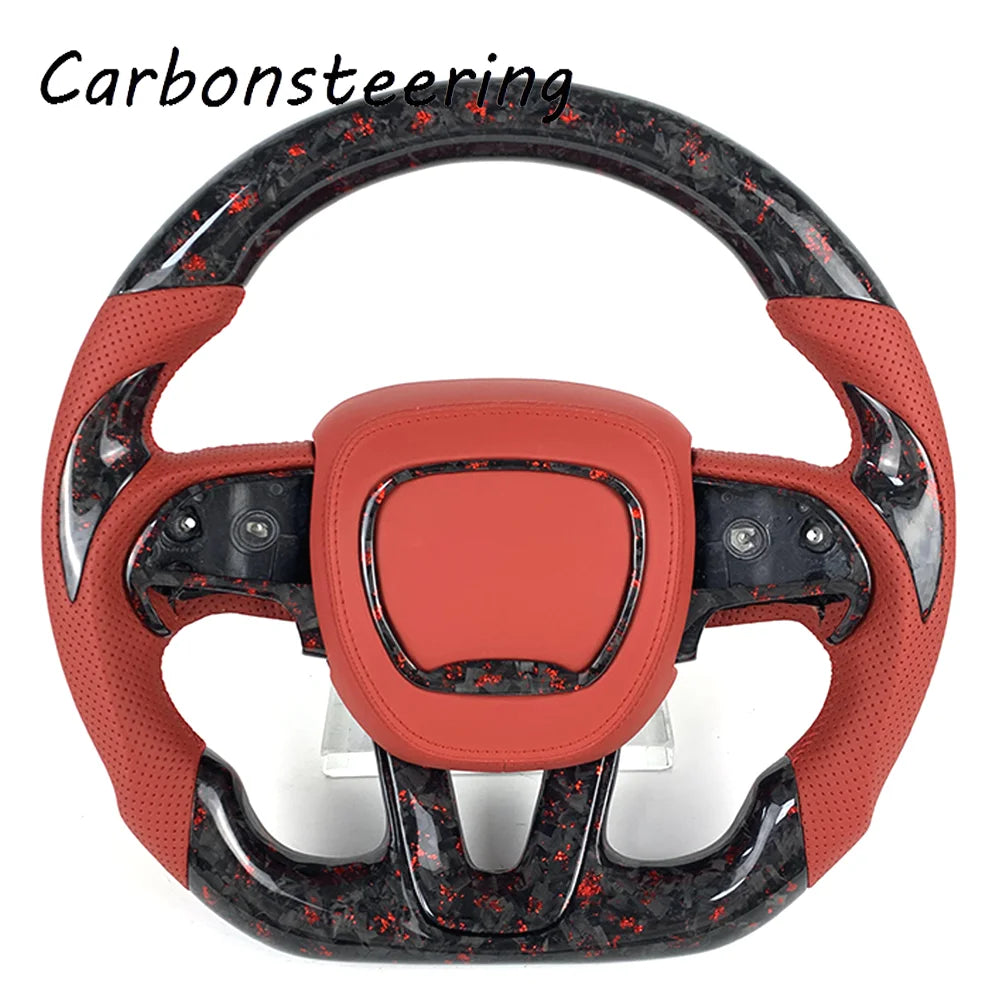 Volant en fibre de carbone forgée sur mesure pour Dodge Charger, Challenger et Hellcat SRT, avec palettes en option