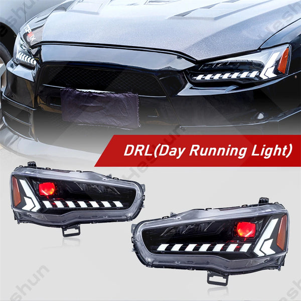 Paire de phares LED projecteur pour Mitsubishi Lancer EVO X 10e génération 2008-2020, animation dynamique