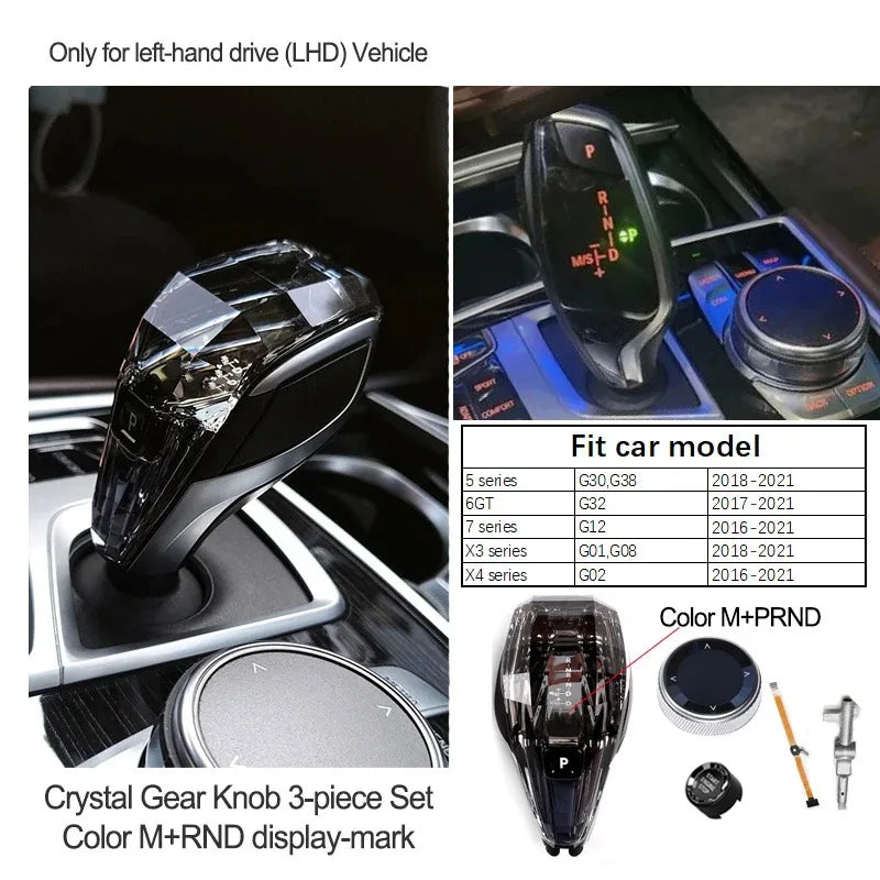 3 Piece Lot Crystal Levier de Vitesses Knob Lever Stick Handle Pour BMW 3 5 6 7 Series X3 X5 X6 F30 G15 F01 G20 G05 G21 G28 G