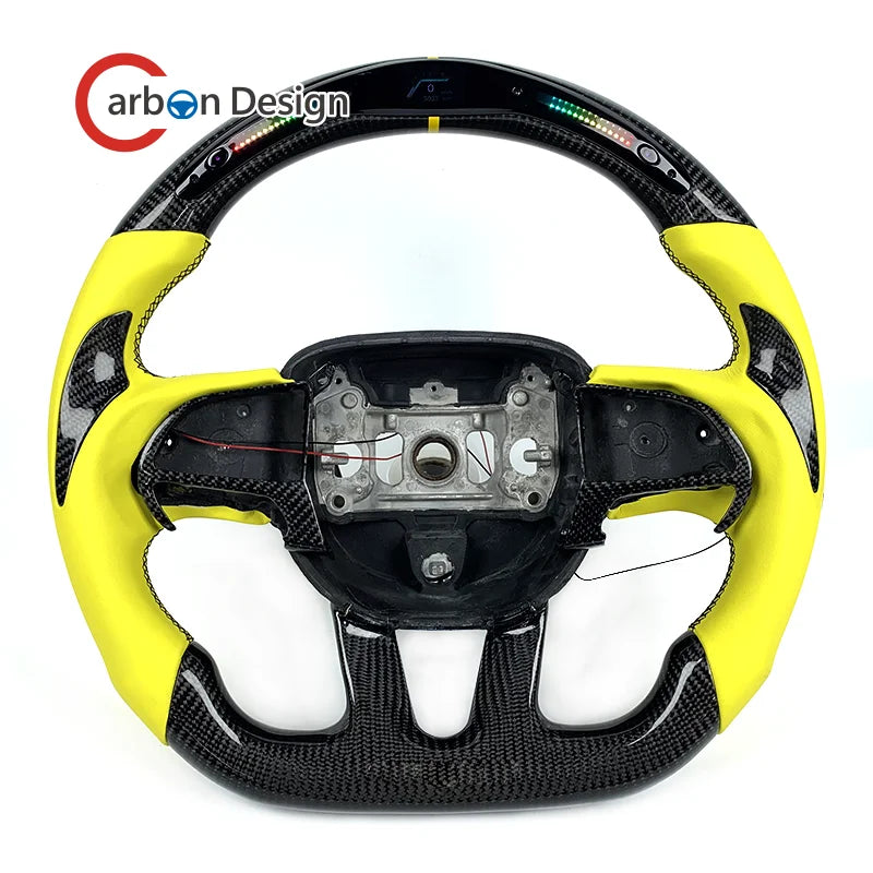 Volant en fibre de carbone avec LED et palettes de vitesse pour Dodge Charger et Challenger 2015-2020